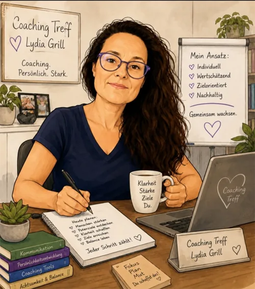Karikatur: Coaching mit Lydia Grill
